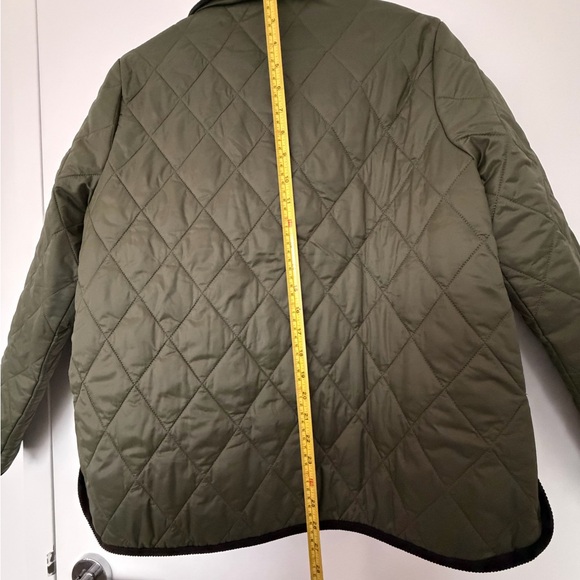 Barbour Khaki Green Quilted Jacket with Corduroy Collar (NWT) - Picture 7 of 13
